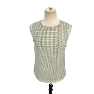 Tahari Cream Black Diamond Printed Sleeveless Shell Blouse Size Small NWOT